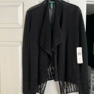 RALPH LAUREN knit sweater with tags knit lace on cuffs and bottom